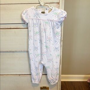 White Baby Romper with Pastel Bows